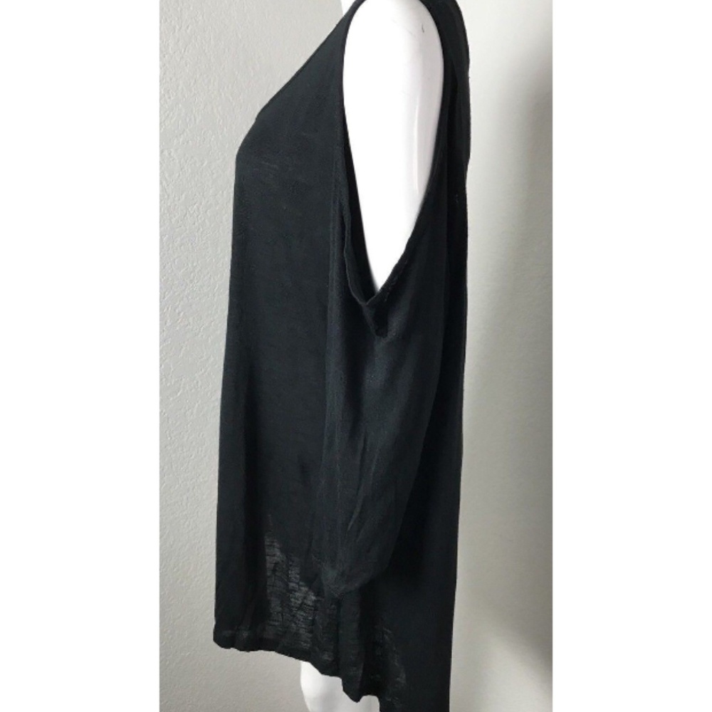 NY Collection Womens Cold Shoulders Black Blouse L - Picture 2 of 6